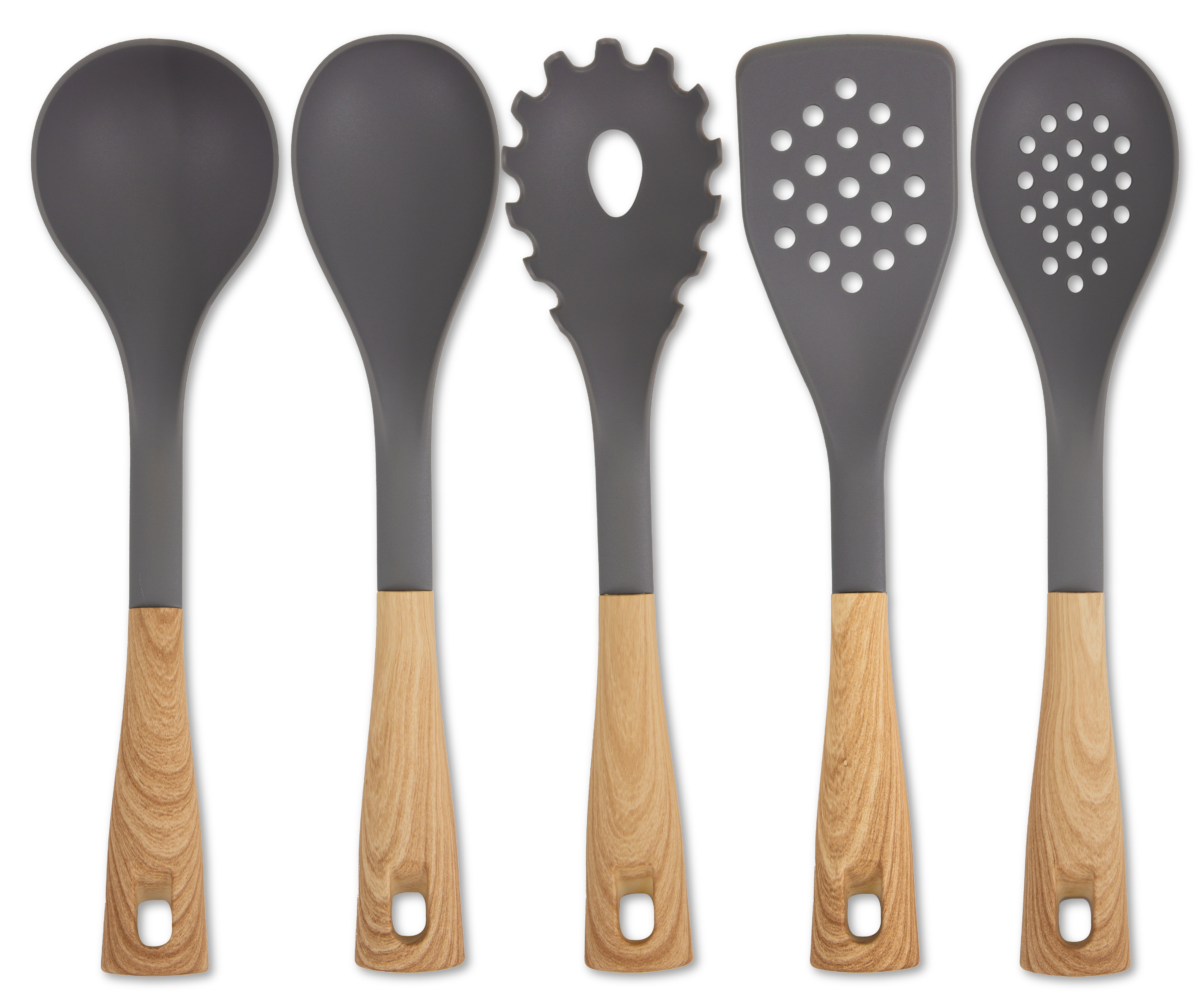 CONJUNTO DE UTENSÍLIOS DE COZINHA 5 PEÇAS EM NYLON COM CABO DE TOQUE SUAVE ASTRA - NEUHAUS (1)